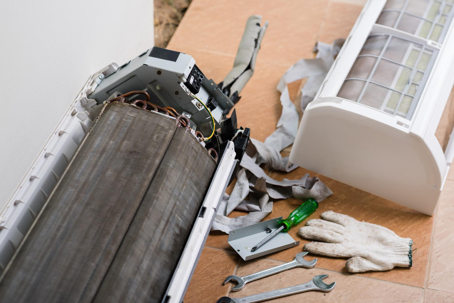 cleaning the AC unit